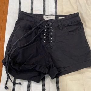 Lace up black shorts